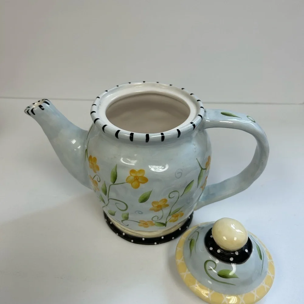 Bella Casa by Ganz Teapot/ Art Pottery Tea Pot/ never used  tag still on bottom